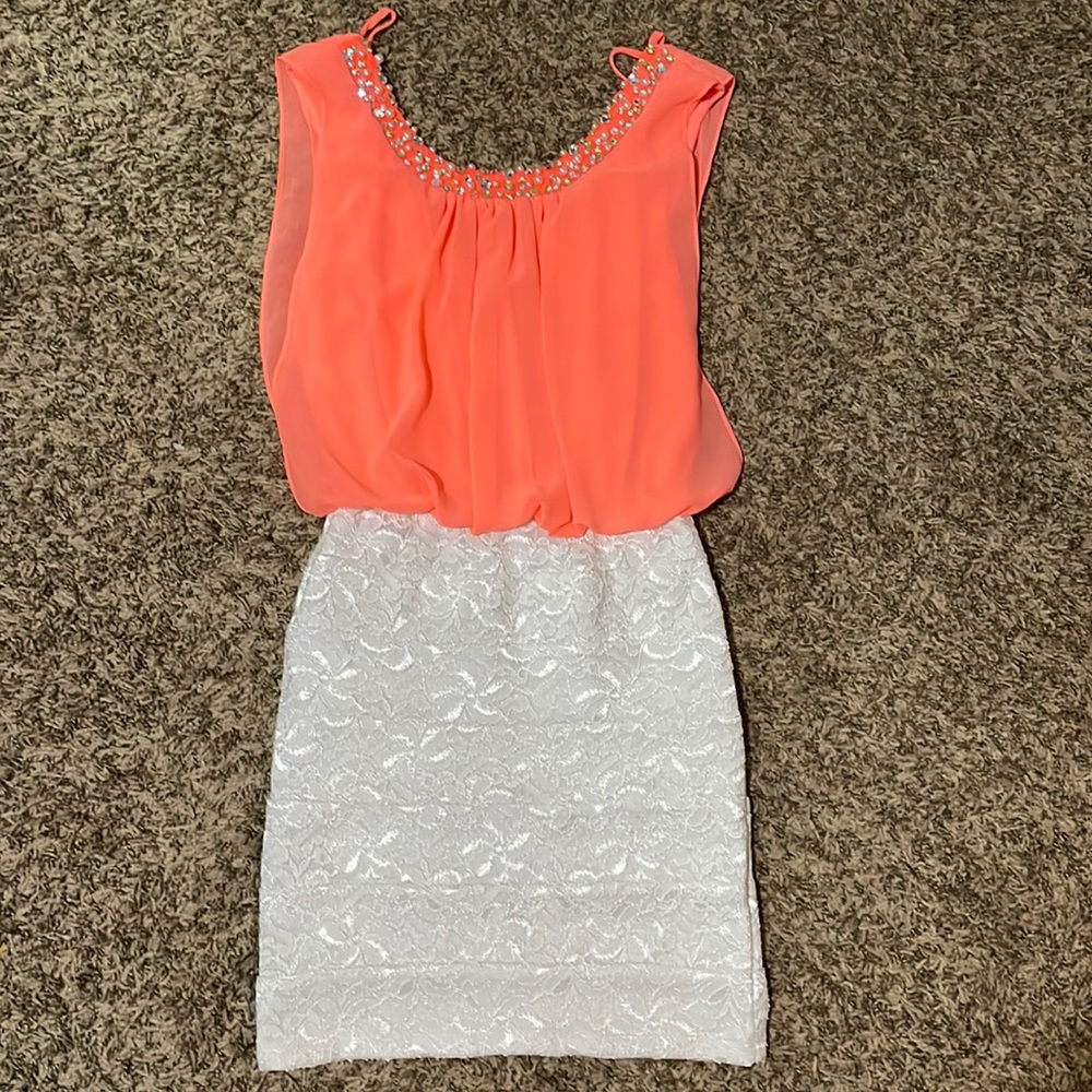 Coral & White Dress